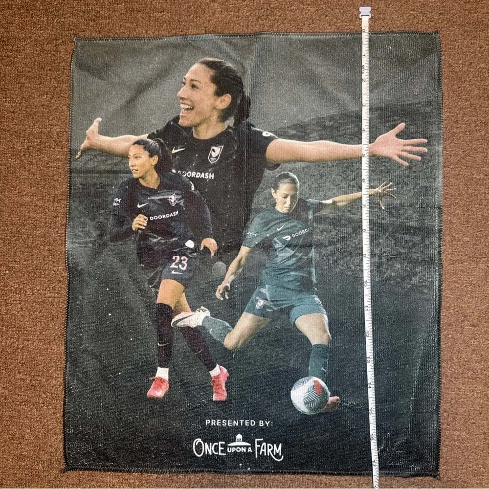 Angel City Football Club Black Soccer towel. Fan giveaway at BMO stadium.